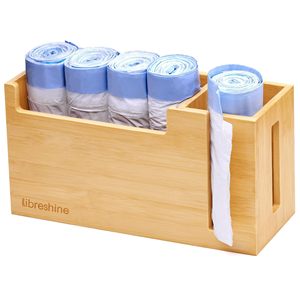 Wooden Garbage Bag <b>Storage</b> <b>Box</b> Rectangle Standing Type <b>Kitchen</b> Organizer Bamboo Wood Color - Product Image 2