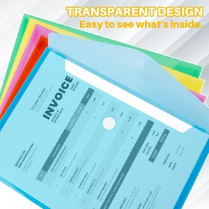 Clear Plastic Envelope <strong>Folders</strong> with Closure A4 Letter Size Waterproof Reusable <strong>for</strong> School Office Home <strong>Documents</strong> - Product Image 5