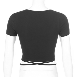 Fait sur commande Nervuré <span class=keywords><strong>V</strong></span> Cou Sexy femmes Crop Top - Product Image 6
