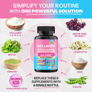 Vente flash : capsules de <span class=keywords><strong>complément</strong></span> <span class=keywords><strong>alimentaire</strong></span> Vital Glow Blend à base de biotine, kératine, acide hyaluronique et collagène pour femmes, non destiné aux femmes enceintes - Product Image 3