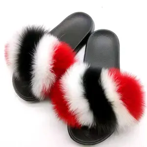 R41293S गर्म बिक्री कई रंगों फ्लैट एड़ी नई आगमन फैशन रबर चप्पल फर सैंडल आउटडोर जूते फर चप्पल महिलाओं के लिए