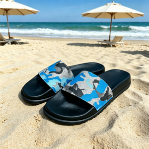 Luxury Original Design Premium Color Block Print Men Platform Slides Anti Slip Beach Slippers Custom Logo In Stock Wholesale - Product Image 1