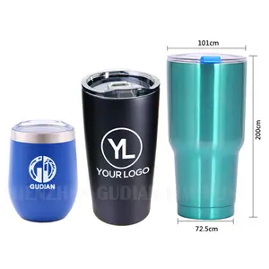 Caneca de vinho personalizada subolmação, xícara de café de aço inoxidável com parede dupla de 12 20oz/30 oz para viagem com tampas