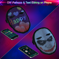 Masque lumineux LED pour fête, édition d'images, masque programmable, contrôle par application pour Halloween mascarade
