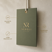 Étiquettes en papier artisanal 350 g/m² avec gaufrage discret minimaliste, ficelle de jute naturelle, pour vêtements de boutique éco-responsables