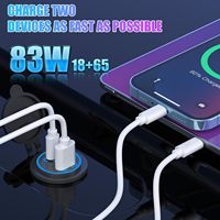 Prise USB C QC3.0+PD65W pour voiture, bateau, moto, camping-car, étanche 12V/24V avec interrupteur d'alimentation et support de téléphone