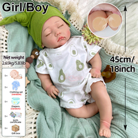 Lebensechte 18-Zoll Weiche Vollsilikon-Reborn-Babypuppe mit offenem Mund zum Aufsetzen des Schnullers für Kinderspielzeug und Sammlerstücke