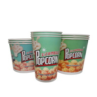 Seau à popcorn jetable en papier biodégradable et imperméable à paroi simple pour les soirées cinéma