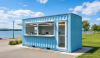 Restaurant alimentaire en conteneur à deux étages, bar en conteneur maritime, kiosque avec terrasse
