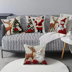 Funda de Cojín Navideña Cuadrada de Poliéster Estampado del Fabricante Amity para Decoración Moderna del Hogar, Sala de Estar y Sofá - Product Image 3