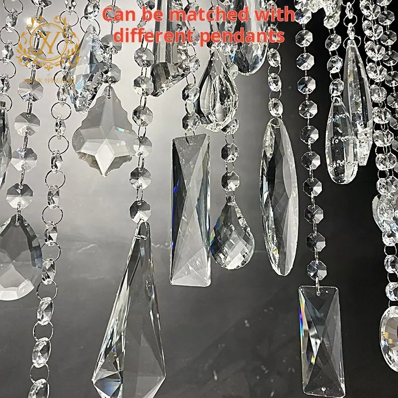 Hochwertiger Glasschmuck Vorhang transparenter Kristall-Ochteckenschmuck-String für Party Hochzeit Decken-Dekoration