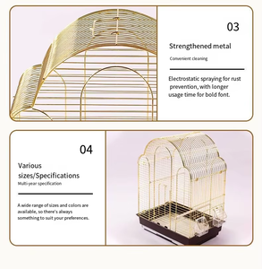 Kangdarpet toptan açık uygun altın kaplama katlanabilir kuş üreme kafesi papağan kanarya - Product Image 6