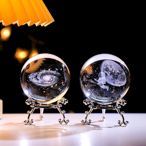 Boule de cristal gravée au laser 3D de 6 cm avec support, 18 thèmes, sphère de cristal, cadeau pour la Saint-Valentin, cadeau d'anniversaire, cadeaux pour amis - Product Image 5