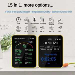 Monitor della qualità dell'aria interna WiFi 15-in-1 CO2 e PM2.5 misuratore di anidride carbonica analizzatore di Gas per uso domestico della qualità dell'aria ambiente - Product Image 3