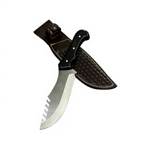 Fixed Blade Durable Camping Knife Stainless Steel Partially Serrated Edge Black Micarta Handle Leather Sheath Hiking Lightweight - Product Image 6