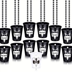 Colliers à shot en plastique perlé noirs pour enterrement de vie de jeune fille - Product Image 5