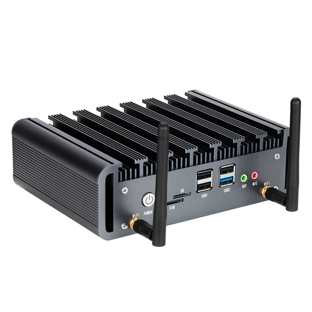 J1900 Quad Core 4k Display Industrial Fanless Computer Embedded Mini Pc 4G 2 * Gigabit LAN 2*COM Port