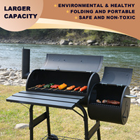 Barbecue portable compact en acier avec fumoir à bois et support pour outils, idéal pour les voyages et le camping