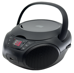 Radiocasetera Portátil Negra con Reproductor de CD, Radio AM/FM Estéreo, Pantalla LED, para Interiores y Exteriores - Product Image 1