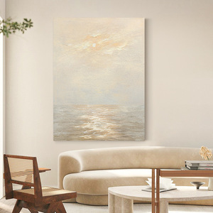 Hand Painted Oil Painting Gentle Tide Creamy Style Vertical Impressionism Art For Living Room Entryway Decorative <b>Wall</b> Art - Product Image 1