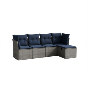 D0100X3Z3FJ Juego de sofás de patio de ratán sintético gris con cojines, muebles duraderos para exteriores - Product Image 1