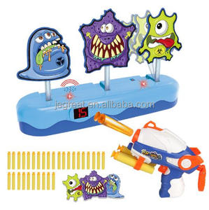 Juego de objetivos digitales de tiro Monster Style ABS con puntuación y reinicio automático, incluye 2 <span class=keywords><strong>pistolas</strong></span> y 30 balas, compatible con armas de fuego. - Product Image 1