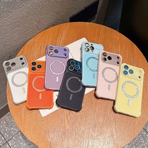 เคสโทรศัพท์กันกระแทกแบบแม่เหล็กสำหรับ iPhone 17 16 15 Pro Max พร้อมเลนส์กระจกกล้องลายเส้นหนังด้านหลังแบบใหม่ - Product Image 2