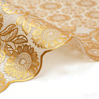 Nouvelle Arrivée 2026 – Nappe en PVC Doré Imperméable et Anti-Huile à Motifs Floraux, Jetable, avec Logo Personnalisé pour Restaurants – Vente en Gros
