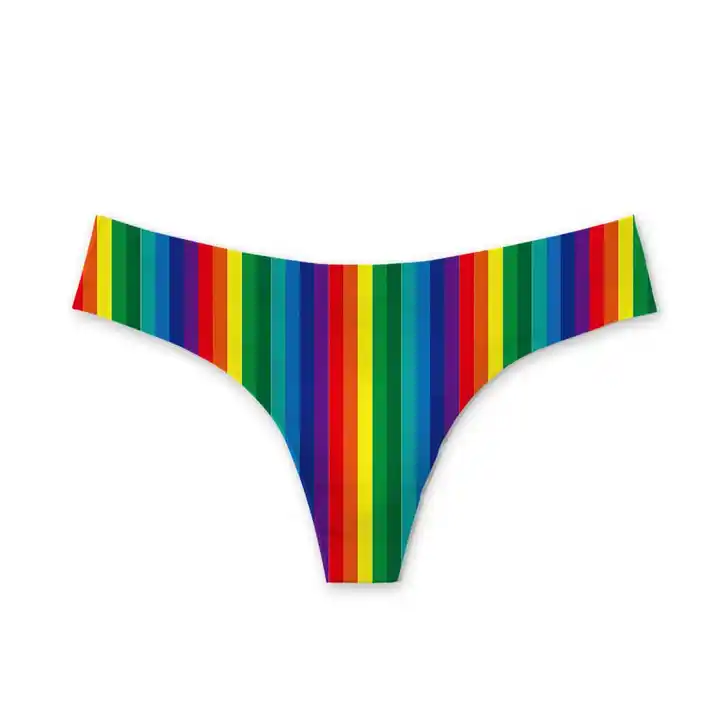 colorful rainbow print women sexy underwear
