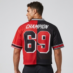 <span class=keywords><strong>Maillot</strong></span> de football en mesh imprimé par sublimation personnalisé, style court, col en V, streetwear, <span class=keywords><strong>maillot</strong></span> de sport de football - Product Image 2