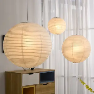 Lustre de estilo japonês simples criativo para sala de estar B&B mesa de jantar bola lâmpada de papel arroz