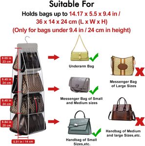 Foldable Space Saving Handbag <b>Hanging</b> Organizer 8-Pocket Purse Storage Hanger Fabric Cloth <b>Wardrobe</b> Bag Six-Tier Modern - Product Image 2