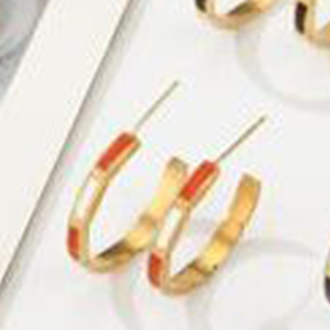 Orecchini a Cerchio in Acciaio Inossidabile Acero Placcati Oro Bicolore Gioielli Unisex alla Moda - Product Image 5