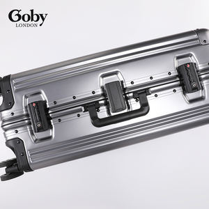 Valise à bagages de luxe 20 pouces avec cadre en alliage d'aluminium couleur argent foncé style serrure sans fermeture éclair vente en gros en stock - Product Image 6