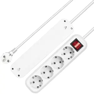 European standard power extension socket with 4 Outlets switches and socket power strip
