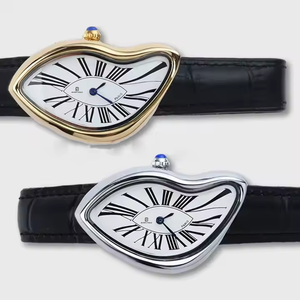 BARRY POLO unico in pelle romana numero Twist Crash Melting orologio al quarzo astratto distorto curvo orologio uomo orologio da polso per uomo - Product Image 3