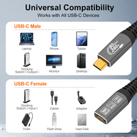 Cable Coaxial USB 4.0 Tipo-C A006-6 Thunderbolt 5, Carga Rápida, Admite 240W 40G 8K, PVC, para Micrófono y Monitor, Macho y Hembra