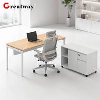Scrivania Direzionale a L di Lusso Greatway, Tavolo Esecutivo Moderno Bianco per Ufficio e Progetti