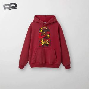 Sudadera con Capucha para Hombre, Estilo Retro Americano, Estampado de Dibujos Animados, Forro Polar, 100% Algodón, Casual, Holgada, de Moda, para Otoño - Product Image 1