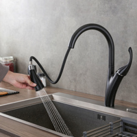 Robinet de cuisine extractible, à capteur tactile, noir mat, commande numérique manuelle