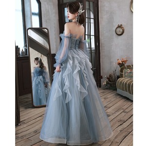 ชุดราตรีสีน้ำเงินหรูหราสไตล์ชุดเดรสยาวสำหรับนักเรียน<span class=keywords><strong>สอบ</strong></span>ศิลปะ ชุดแสดงเดี่ยวแบบยาวถึงพื้น - Product Image 2