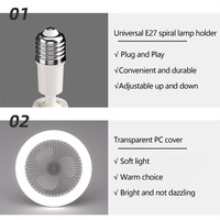Ventilateur de plafond LED silencieux avec éclairage combiné et télécommande, petit modèle, support E27 pour salle de bain