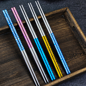 Wholesale Pure Titanium Flatware Set Custom Logo <strong>Chopsticks</strong> Gold Black Alloy Reusable Korean Design Includes Gift Box Dinnerware - Product Image 1