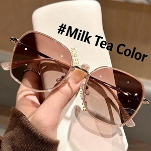 Nouvelles Lunettes de Soleil Tendance Irrégulières, Verres Dégradés Sans Monture, Surdimensionnées, Élégantes, Monture Métallique, pour Femmes - Product Image 3