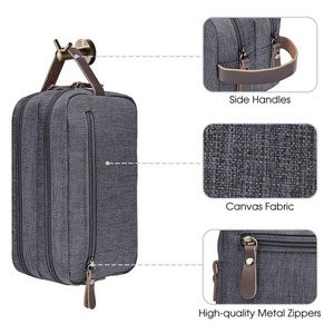 Custom Logo Large Waterproof Vintage Waxed Canvas Toiletry Makeup Travel Cosmetic <b>Wash</b> <b>Bags</b> for <b>Men</b> - Product Image 6