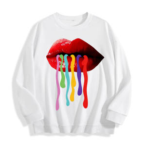 Rainbow Drip Lipsポップアートグラフィッククルーネックスウェットシャツ、米国倉庫、6色、カスタマイズ可能なデザイン - Product Image 1