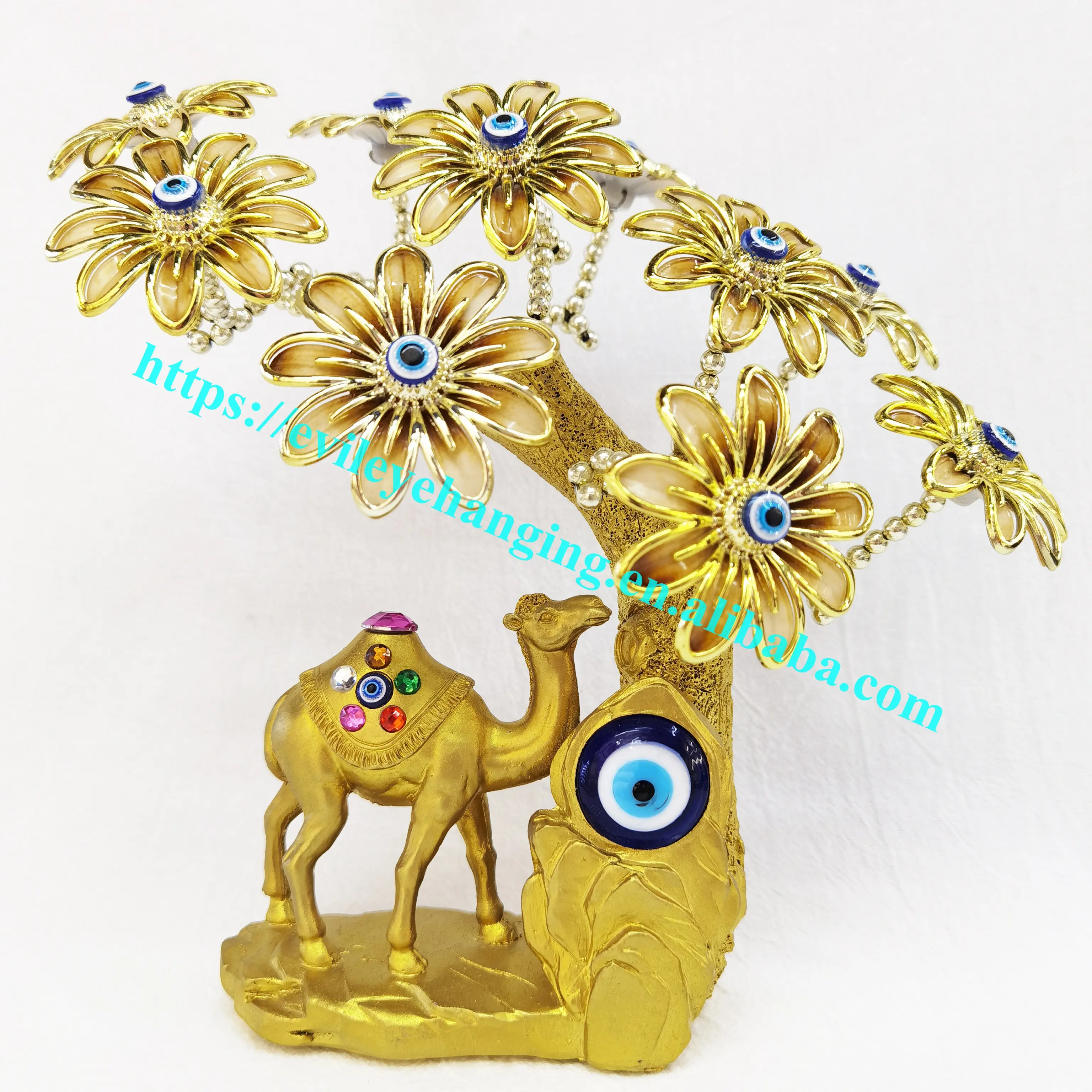 生命の木青い邪眼の花キャメル独創的な装飾ギフト樹脂家の装飾