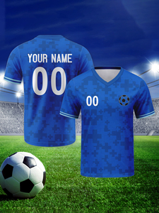 Camisetas <span class=keywords><strong>de</strong></span> Fútbol Personalizadas 100% Poliéster Cuello en V Manga Corta Secado Rápido Transpirable Impresión por Transferencia <span class=keywords><strong>de</strong></span> Calor Nombres/Números <span class=keywords><strong>de</strong></span> Equipo Adulto - Product Image 3
