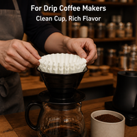 Filtre à café en papier biodégradable en forme de vague, petite taille/poids personnalisé, pour la préparation quotidienne du café (vente en gros)