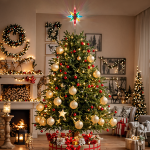 Décoration de sommet d'arbre de Noël en fer forgé, étoile dorée pour le sommet de l'arbre, accessoires pour créer une ambiance festive à <span class=keywords><strong>la</strong></span> maison - Product Image 4